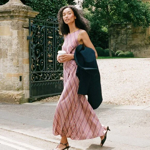 COPY - 【BRAND NEW】DOEN Adelana Silk Dress Le Marais Stripe - Picture 10 of 12